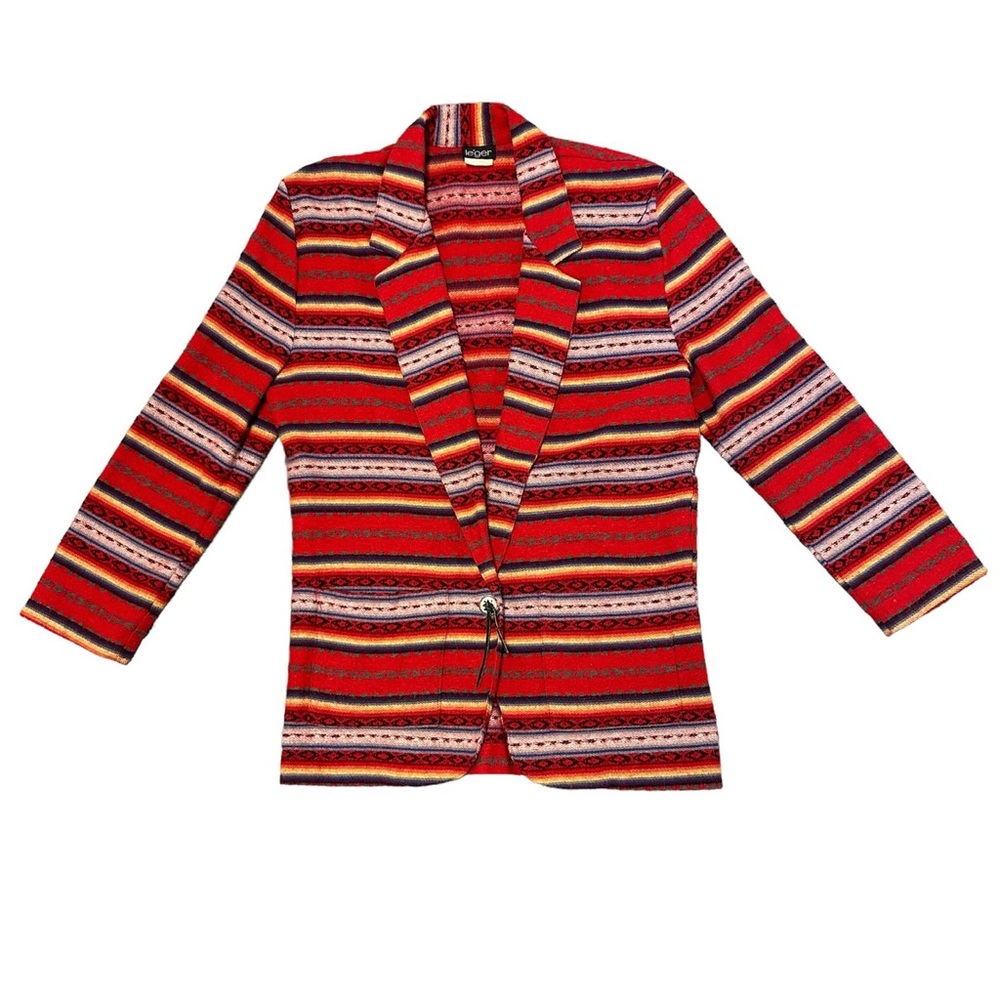 Vintage Leger Flannel Southwestern Blazer 90s Striped Jacket Size Medium